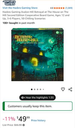Betrayal at House on the Hill (2nd Edition) Brand New