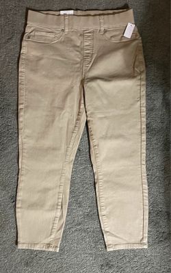Khaki Pull-On Cropped Pants with Tags