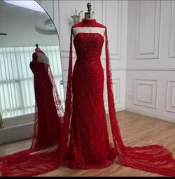 Burgundy Beaded Dress Size 14