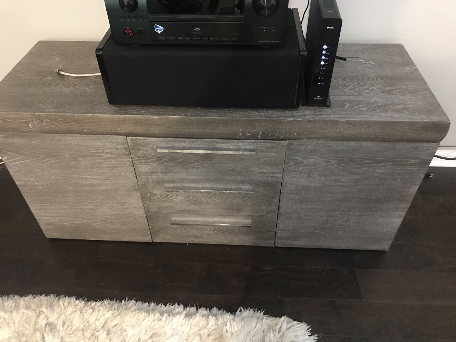 Entertainment Center , Distressed grey wood look