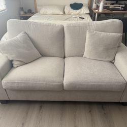 Modern Beige Loveseat Sofa Couch 71.25 Inch Long Lightly Used
