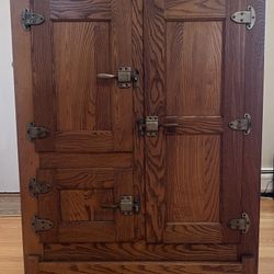 Oak Ice Chest Antique 3 Doors