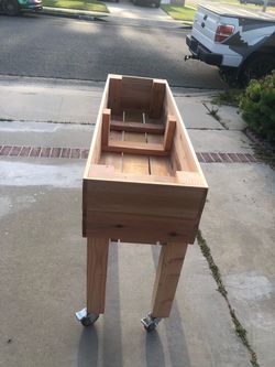 Custom privacy wall patio garden bed flower herb planter box wooden cedar redwood container vegetable urban