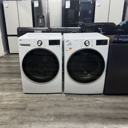 LG - 4.5 Cu Ft Smart Front Load Washer With Turbo Wash & 7.4 Cu Ft Smart Electric Dryer Set In White ( 220 Outlet ) ⚡️🔌