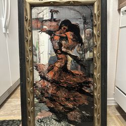 Vintage Painted Mirror Flamenco Dancer  