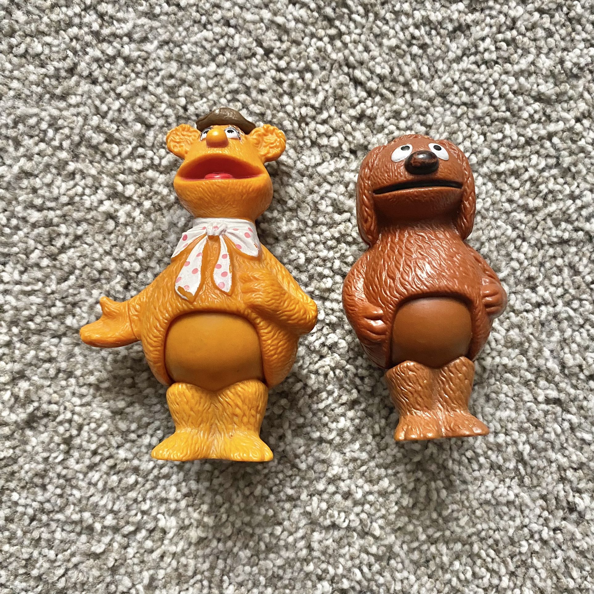 1970s THE MUPPETS Fozzie Bear & 1978 Rowlf Stick Marionnette Jim Henson