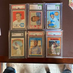 Graded Topps Baseball Football Cards  Tarkenton, Unitas, Banks, Aaron, Bo Jackson, Oliva 