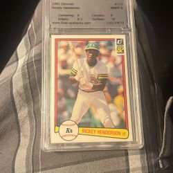 1982 Donruss Rickey Henderson Grade 8 