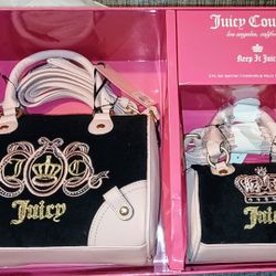 NWT Juicy Couture Pink & Black Lovers Club 2pc Satchel