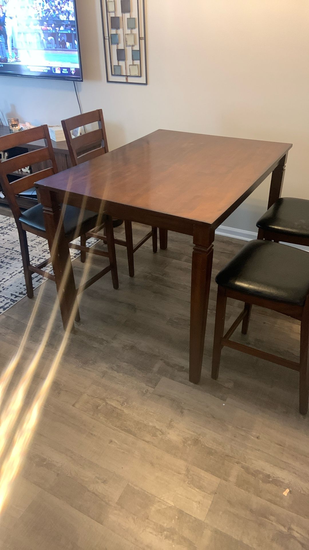 Solid wood dining table with 4 chairs