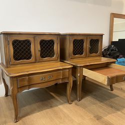 Two Small Wood Bedside Tables/Cabinets (Some Wear)