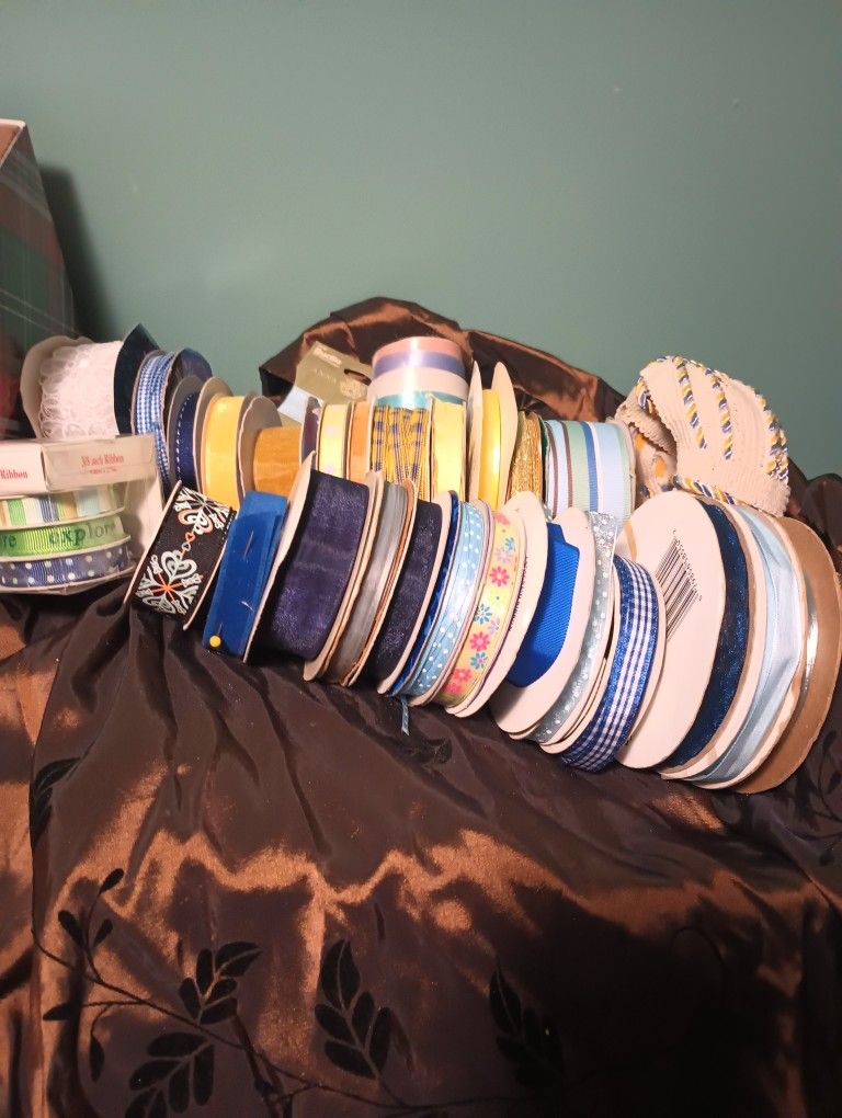 28 Rolls Of Ribbon Blues And Yellow