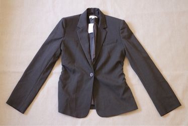 Calvin Klein Women's Blazer Size 4 Coal Gray Ruched Waist One Button NWT Office