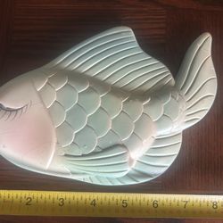 1960's Miller Studio Chalkware Plaster Fish Wall Décor Plaque MCM Kitsch Vintage