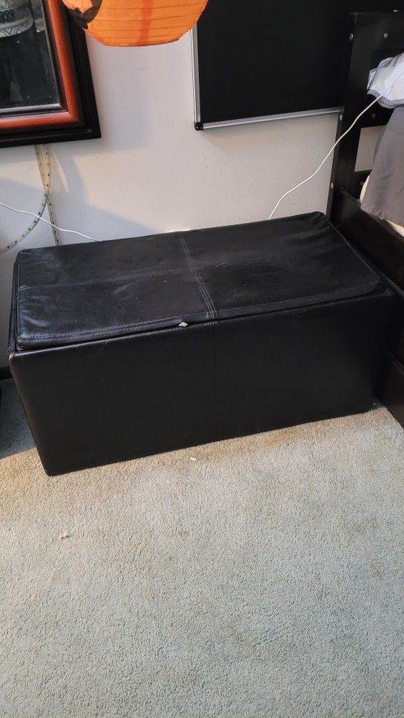 Black Storage Ottoman 