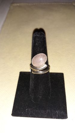 Natural Pink Rose quartz Sterling silver ring