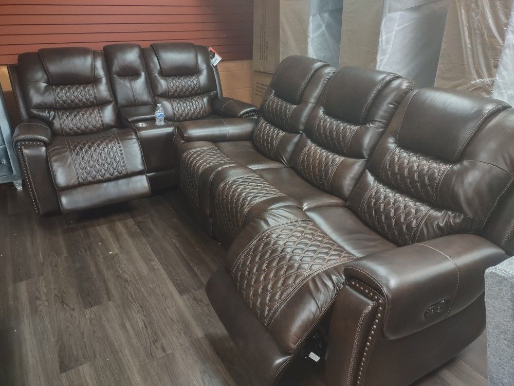 New Top Grain Real Leather Sofa And Loveseat With Power Recliners And Power Headrest