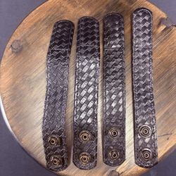 Bianchi Duty Belt Keepers Basket Weave Leather 7.25” Hidden Double Snaps (4 Lot)