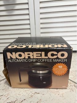 A box for a vintage Norelco automatic drip coffee maker, model RP9.