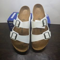 Birkenstock Arizona White Birko-Flor Sandals Two-Strap Shoes Men's 10 / EU43 NIB