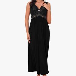 Womens Long Nightgowns Lace Sexy Lingerie V Neck Nightie Sleep Dress Sleeveless Sleepwear for Elegant Women（small）