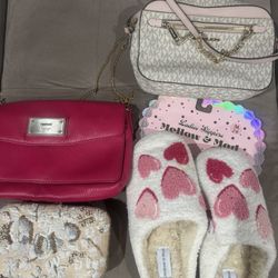 3 Purses & Slippers. Michael Kids, Dkny.