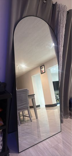 Full Length Arched Floor Mirror Black Frame