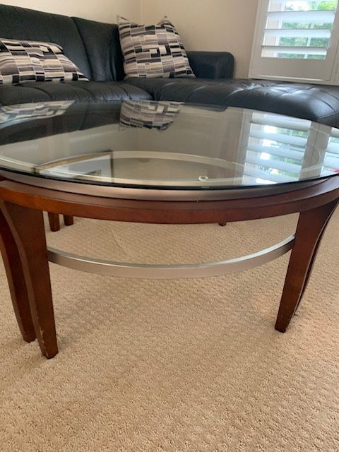 Glass Coffee Table + Matching End Table