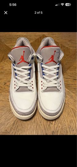 Air Jordan 3 White Blue Red Sneakers 13m
