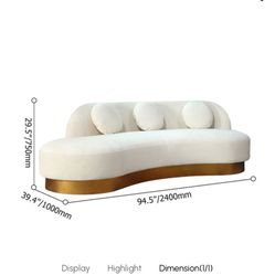New White Modern Sofa With Gold Trim