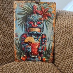 TIKI METAL SIGN.  12" X 8".  NEW.  PICKUP ONLY.