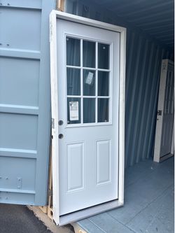 Masonite 32 in. x 80 in. Premium 9 Lite Right-Hand Inswing Primed Steel Prehung Front Exterior Door
