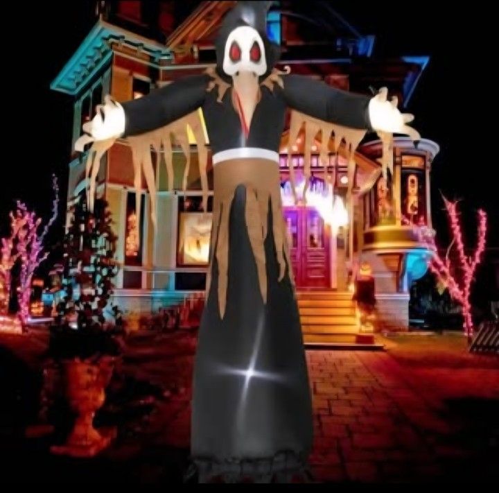 Hioasis 11 FT  Halloween Plague Doctor Crow Outdoor Inflatable with Build-in LEDs,