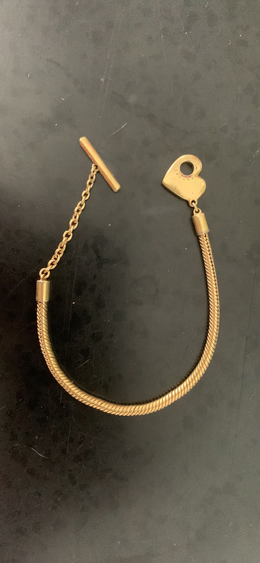 Pandora Gold Plated T-bar Snake Chain Bracelet