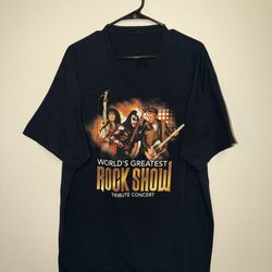 World‘s greatest rock show tribute concert, black men’s graphic cotton T-shirt World’s Greatest Rock Show tribute concert, black men’s graphic cotton 