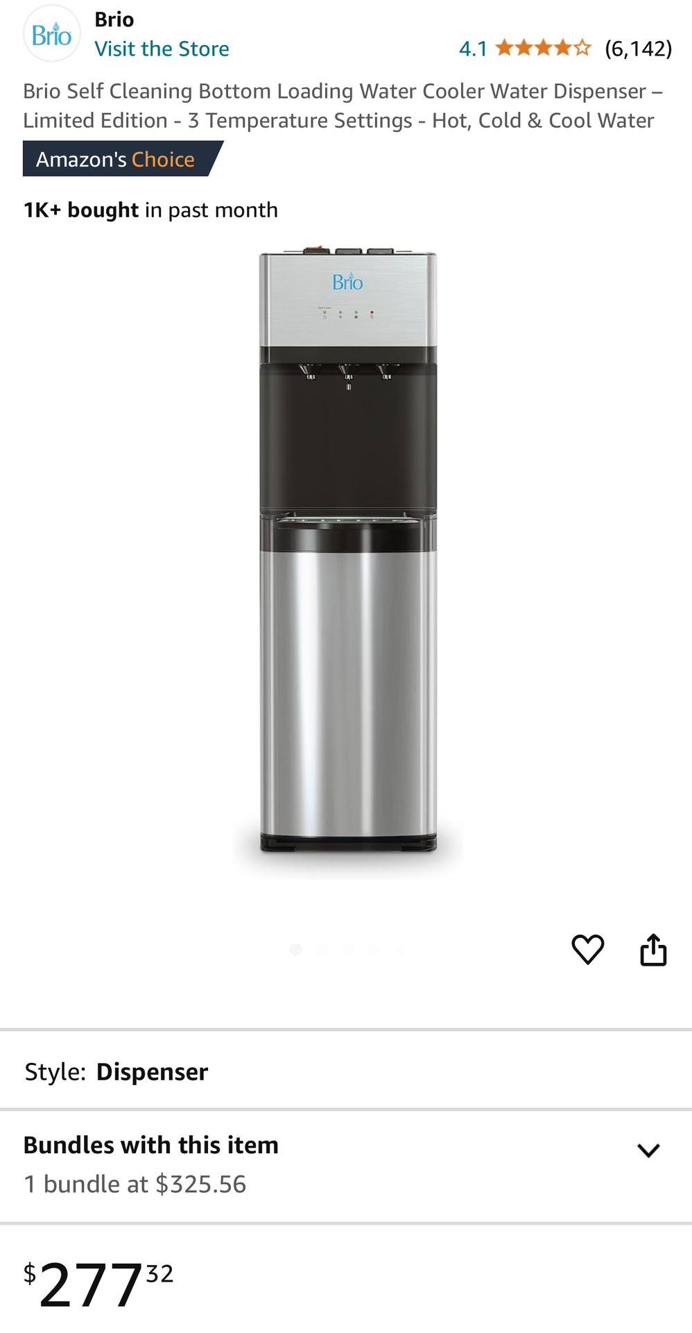 Brio Self Cleaning Bottom Loading Water Cooler Water Dispenser – Limited Edition - 3 Temperature Settings Hot, Cold & Cool Water Brand New in the Box