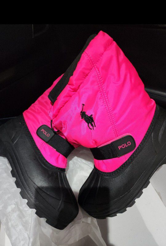 Ralph Lauren  Polo Snow Boots Black/Pink  Women’s Size 8 /Kids Size 6