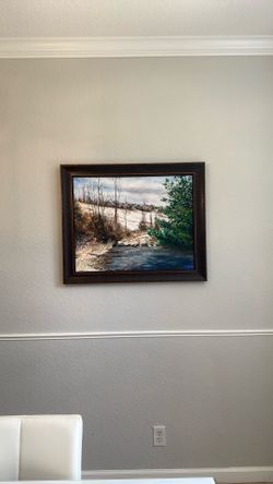 Large Painting With Wood Frame