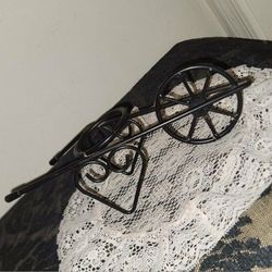 VINTAGE WROUGHT CAST IRON MINI HEART WHEELBARROW PLANTER FLOWER POT HOLDER DISPLAY DECOR