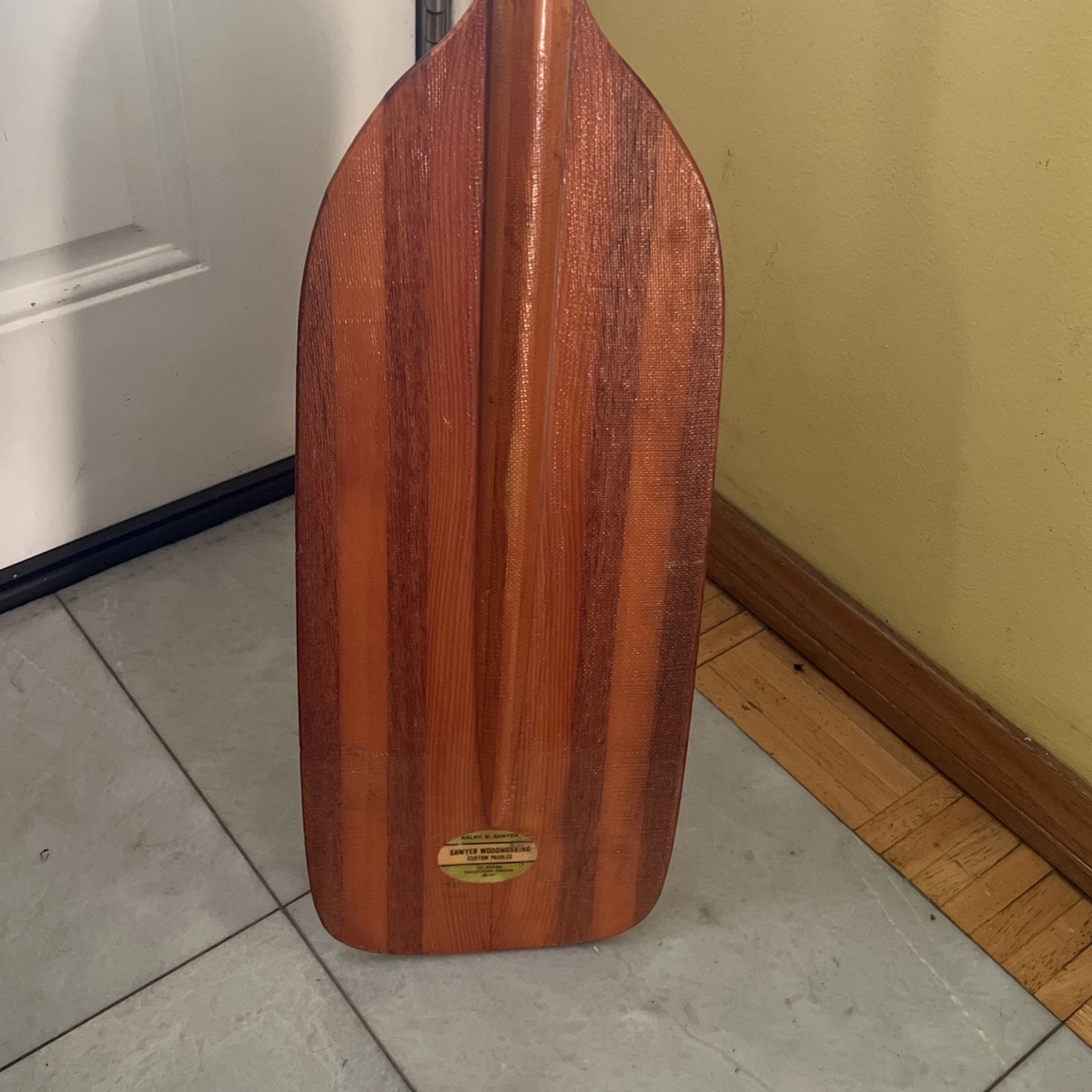 Vintage Sawyer Woodworking wooden paddle oar custom paddles 60” long