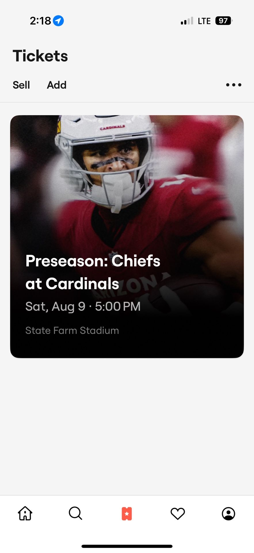 4 Club Level Tix Cardinals V Chiefs Preseason 