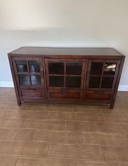 Wood Media Stand Style Cabinet