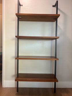 CB2 Walnut Wood Wall Mount Bookshelf