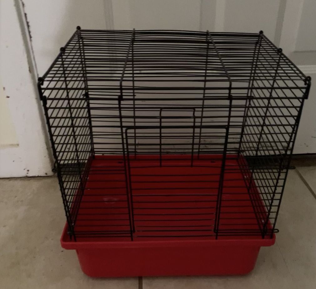 Hamster Wire Pet Cage with Red Plastic Base Small Animal/Bird Habitat 14x11x14”