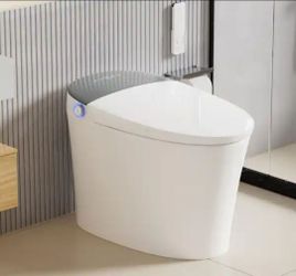 CANEST Elongated Electric Smart Bidet Toilet 1.1/1.6 GPF Dual Flush in White with Auto Open/Close, Foot Sensor, Auto Flush