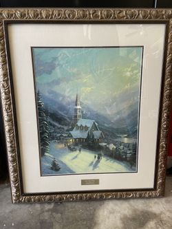 Thomas Kinkade Print With Gold Frame