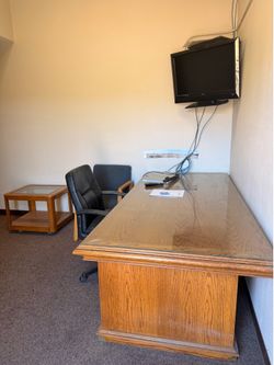 FREE SOLID WOOD DESK, CHAIR, FILE CABINETS