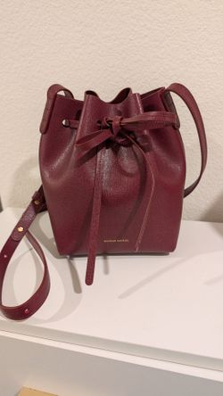 Mansur Gavriel Mini Bucket Bag in burgundy saffiano leather