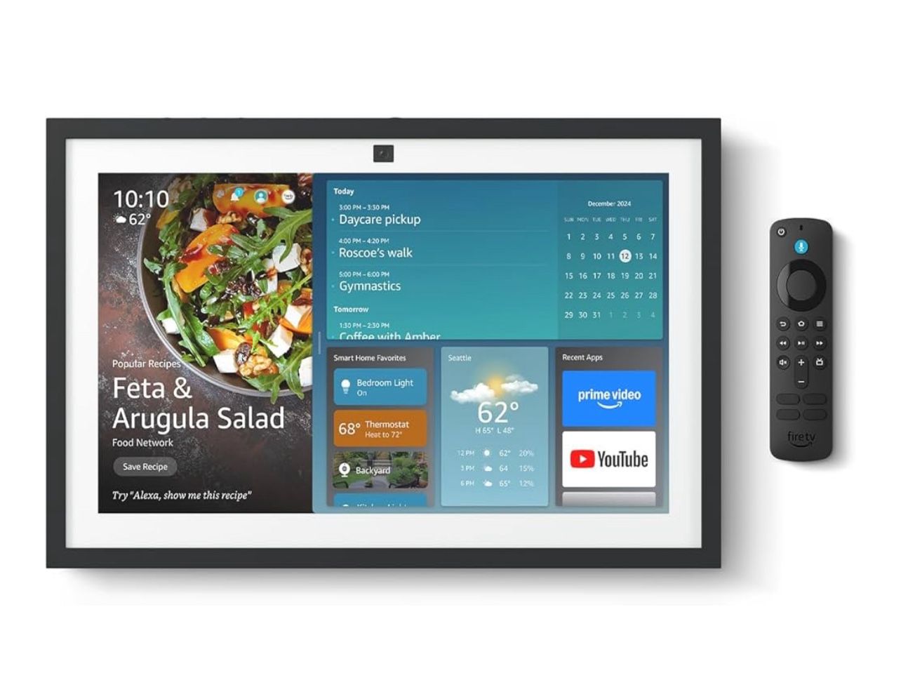 Amazon Echo Show 15 (último modelo). Hub para cocina Full HD de 15.6″ para organizar el hogar, con Fire TV integrado y control remoto por voz Alexa