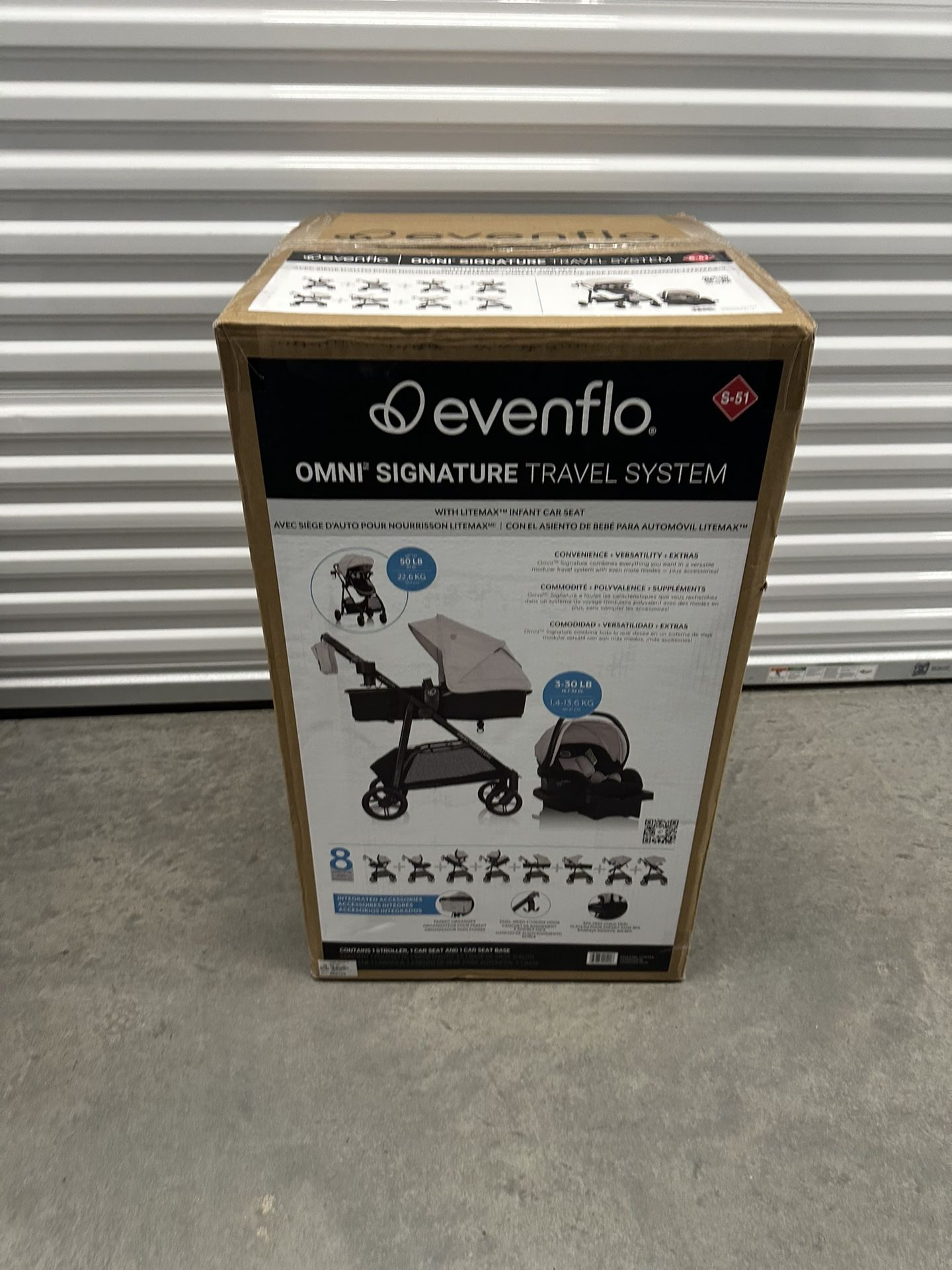 Evenflo Omni Signature Travel System with LiteMax Car Seat - Coastal Coffee